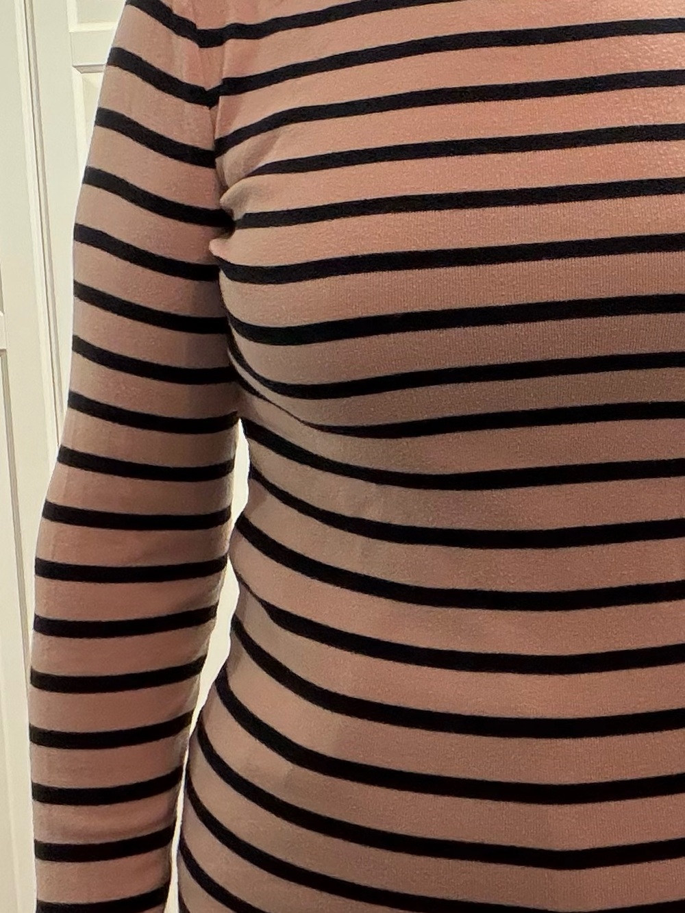 Striped Long Sleeve Top - Peach  and Black